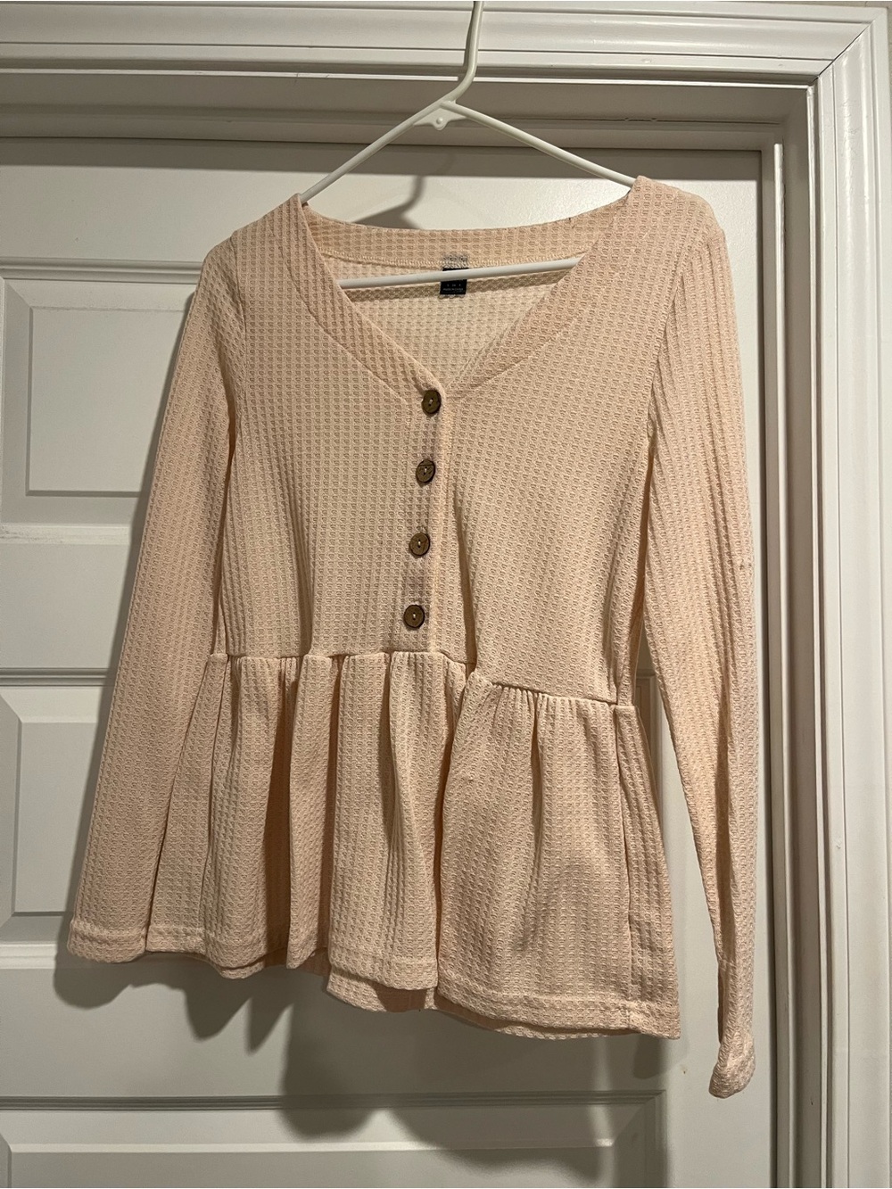 Long Sleeve Peplum Henley Top
